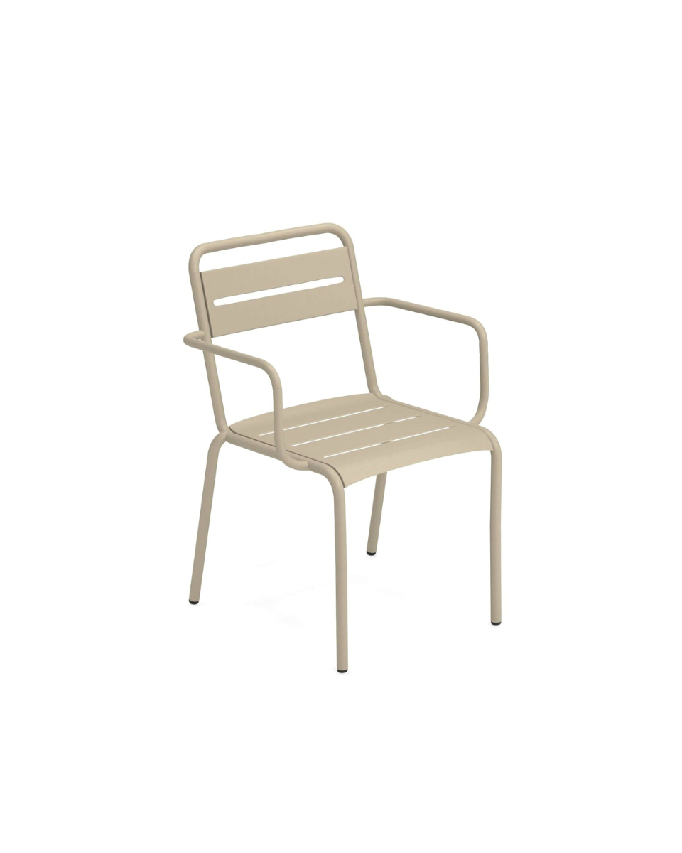 Silla Star de aluminio con reposabrazos para exterior