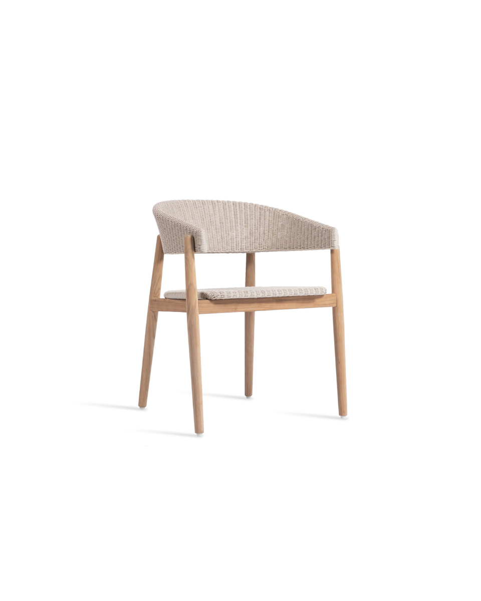 Silla comedor en teca para exterior Mona con mimbre